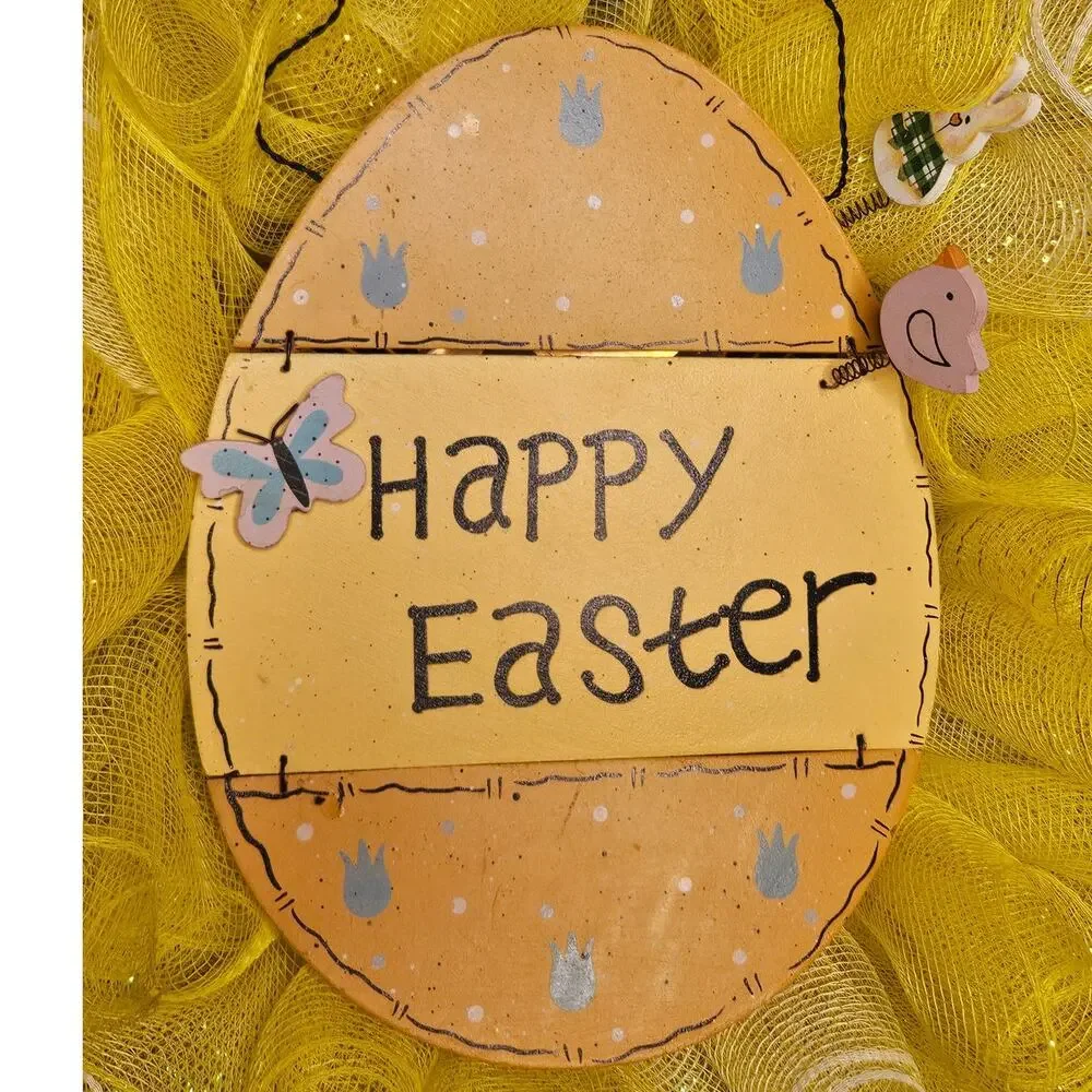Happy Easter Yellow Wreath Large 24